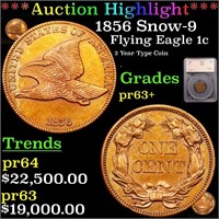*Highlight* 1856 Snow-9 Flying Eagle 1c Graded pr6