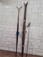 2 Vintage ski sets and one set of poles