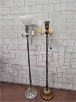 2 Vintage floor lamps (one with glass)