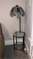 Floor Lamp with Round Glass End Table, Wolf Shade