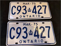 March 1975 Ontario License Plates