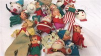 Lot of vintage elves on the shelf and ornaments