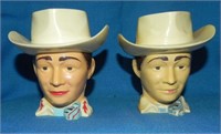 (2) 1950's Roy Rogers Plastic Head Cups