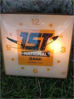 First national bank Pam clock light works. 15.25"