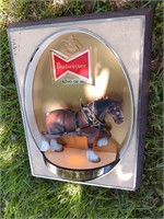 Vtg budweiser clydesdale horse light works 15" x