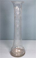 16"H Cut & Etched Glass Vase