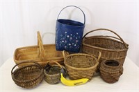 7 Vtg. Baskets, Split Oak Wood+++