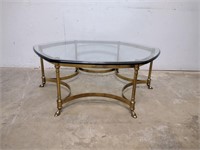 Brass Footed Coffee Table w/ Beveled Glass