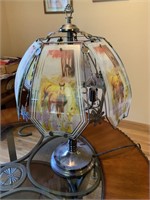 Glass lamp with horse scene
