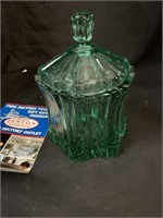 6.5 “ FENTON GREEN CANDY DISH W/ LID