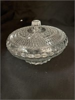 VINTAGE PRESSED GLASS CANDY DISH W/ LID -