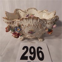 DRESDEN SAXONY FOOTED BOWL 10"