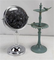 Tabletop Vanity Mirror & 2 Tier Iron Bird Bath Duo