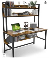 Aquzee Computer Desk with Hutch & Shelves, 47in