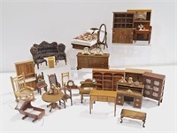 Wood Doll House Furniture & Clocks