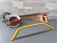 7 1/4" SKILSAW /PAIR OF HANDSAWS /BOWSAW