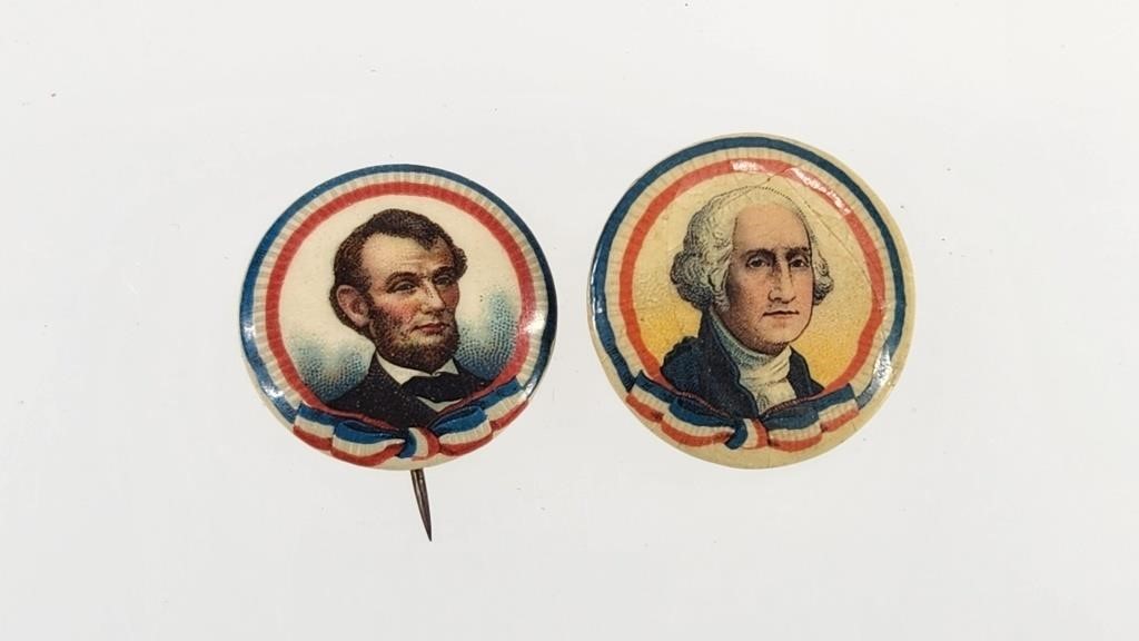 ABRAHAM LINCOLN & GEORGE WASHINGTON PINBACK