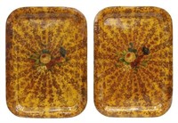 (2) LARGE TOLE PAINTED SERVICE TRAYS