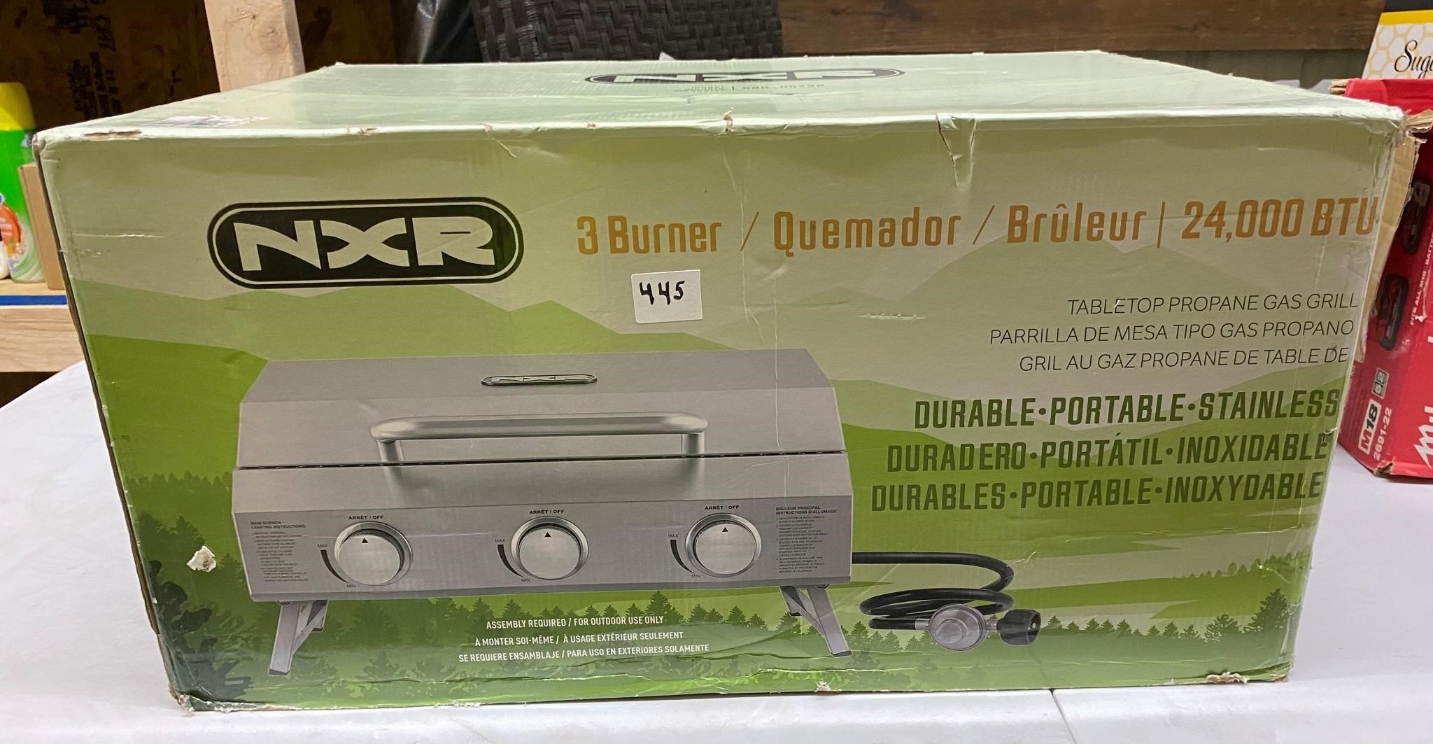 NXR 3 Burner Portable TableTop Propane Gas Grill