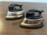 Vintage Brillium Chrome Clothes Iron Salt & Pepper