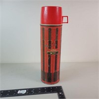 Vintage Red and Black Stripped Thermos