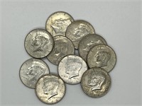 10xPcs U.S. Silver Franklin Half Dollar 40%