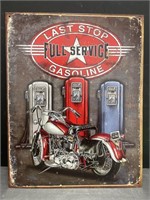 Last Stop Gasoline Full Service Replica Tin Sign.