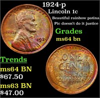 1924-p Lincoln Cent 1c Grades Choice Unc BN
