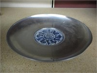 vintage Blue & White Bluenilum Aluminum Plate