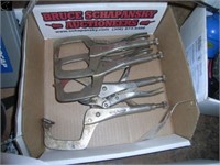 BOX OF VISE CLAMPS & VISE GRIPS