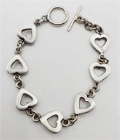 (N) Sterling Silver Open Heart Toggle Bracelet