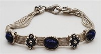 (N) Lapis Sterling Silver 4-Strand Bracelet (7"