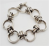 (N) Sterling Silver Circle Link Bracelet (7"