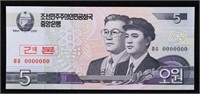 2002 Upper Korea 5 Won Banknote P#?58s,  Grades Ge