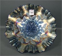 Fenton Blue Holly 3/1 Edge Bowl