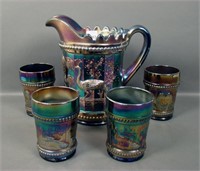 Dugan Blue Peacock @ the Fountain 5 Pc Water Set