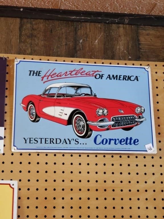 Tin Corvette Repro Sign