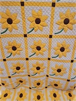 Handmade Sunflower Patterned Quilt