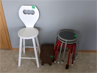 6 Stools - White Chair Measures Approx 14.5" W x