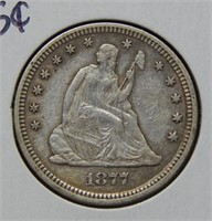 1877 Seated Liberty Silver Quarter
