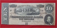 1864 $10 CSA Note Large Size #47582
