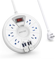 New BESTEK 6-Outlet Round Power Strip with 4 USB