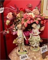 Pair of colonial porcelain figurines 16" t