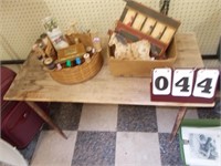 Antique Sewing Table/Spool/Thimbles, Etc.