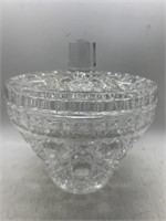 VINTAGE Round Crystal Dish with Lid Tapered