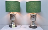 (2) Pottery Barn Mercury & Tin Base Lamps w/Shades