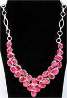 Jewelry Large Sterling Silver Ruby Necklace