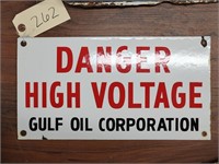 "Danger High Voltage" Single-Sided Porcelain Sign