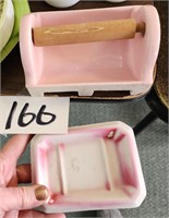 Built-in Pink Ceramic Toilet Paper Holder, Soap