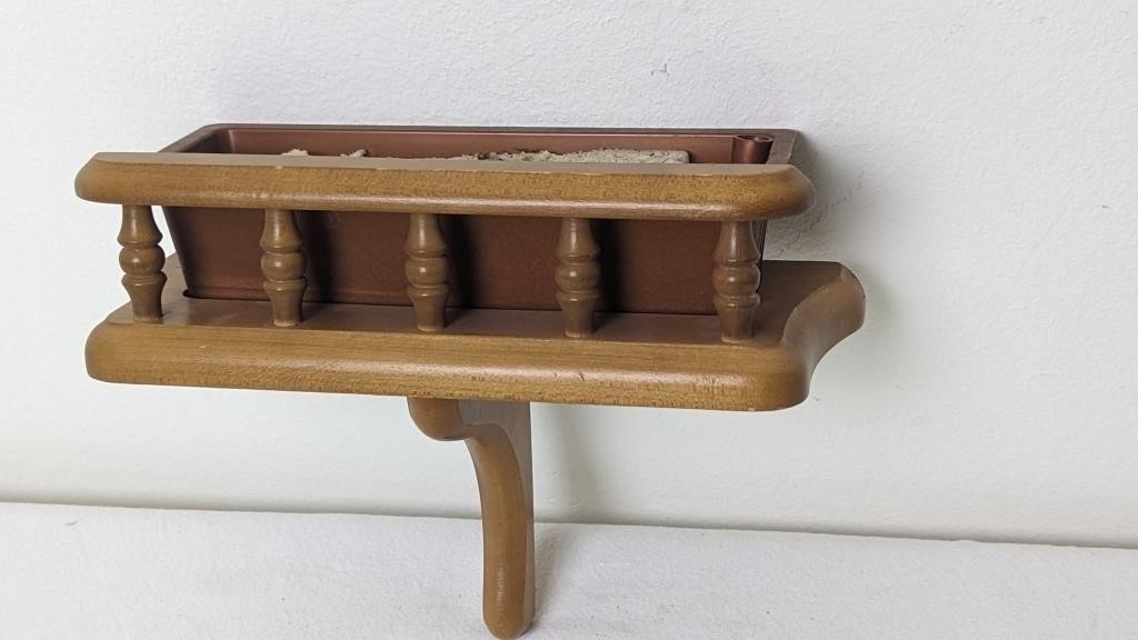 VINTAGE WALL SHELF WITH PLANT HOLDER